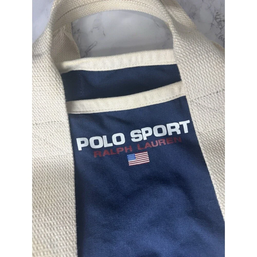 Polo Sport Ralph Lauren Men’s Tote Bag Navy Beige Solid Double Handles